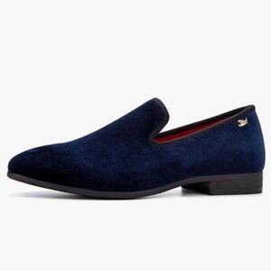 Blue Velvet Loafers Slip-On Shoes for Men Fashion Dress Shoes Tuxedo Shoes
